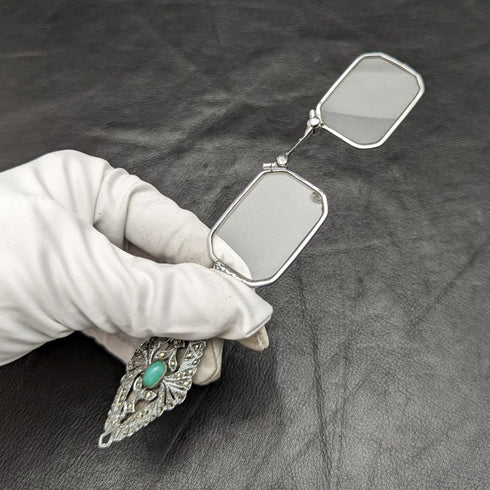 Antique Portable Folding Glasses Marcasite Decorated Roniet